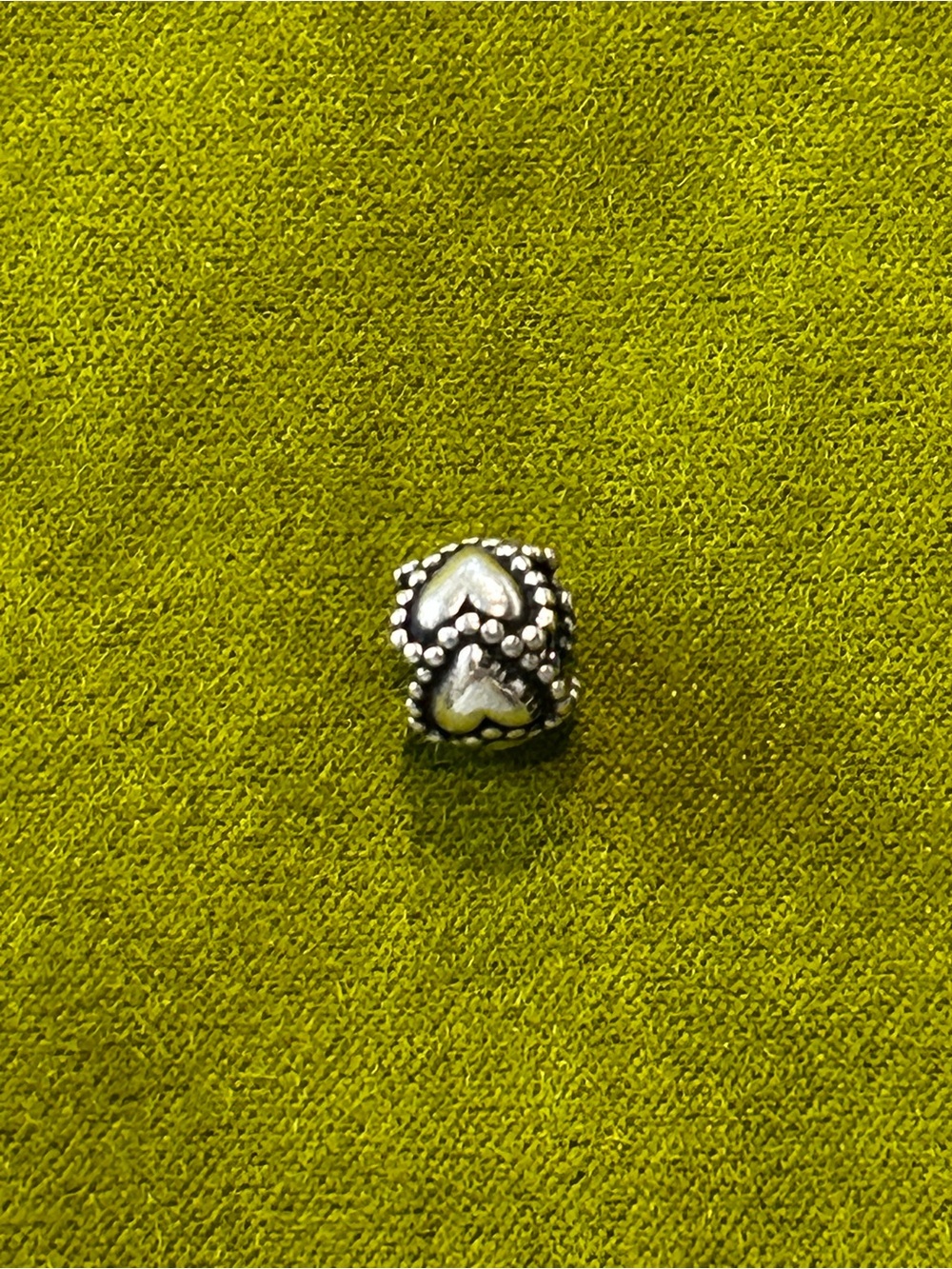 Pandora Silver Heart Spacer Bead with Beaded Edges